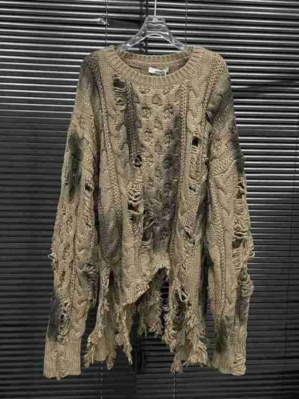 Olive Distressed Knit Sweater